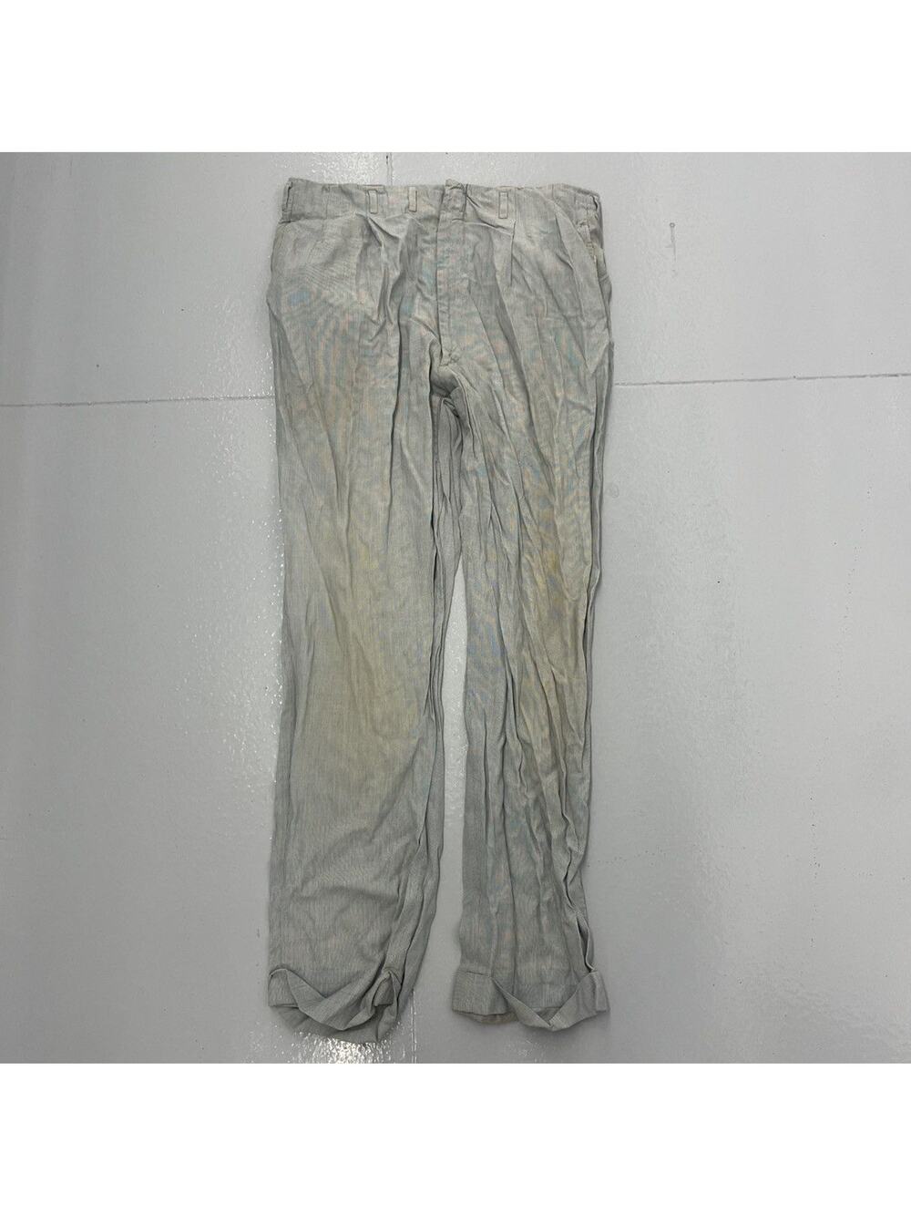 Vintage 50s Hubbard Blue/White Striped Rayon Pants 36x31